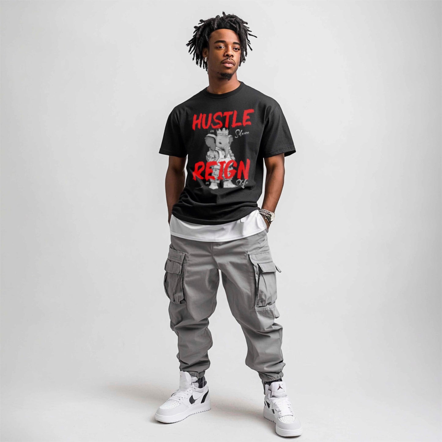 Hustle Reign Premium Streetwear Tee - Black