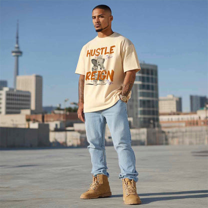 Hustle Reign Premium Streetwear Tee - Cream