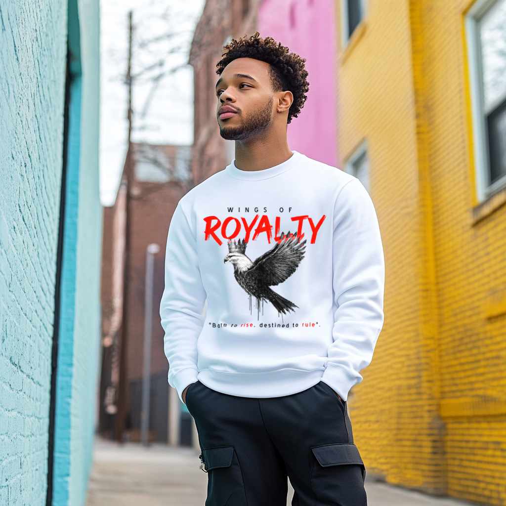 Wings of Royalty Heavyweight Crewneck- White