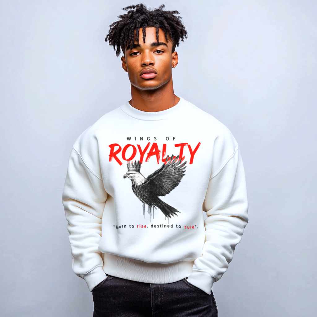 Wings of Royalty Heavyweight Crewneck- White