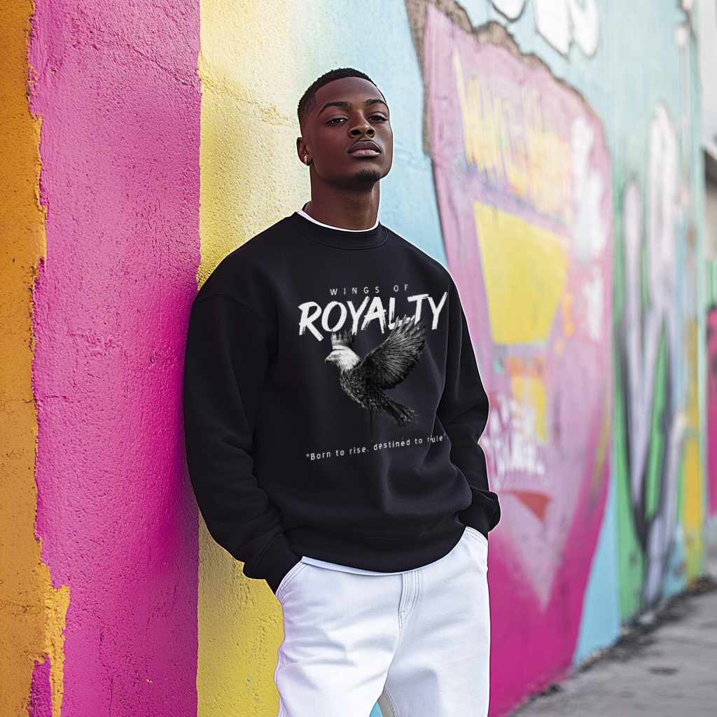 Wings of Royalty Heavyweight Crewneck- Black